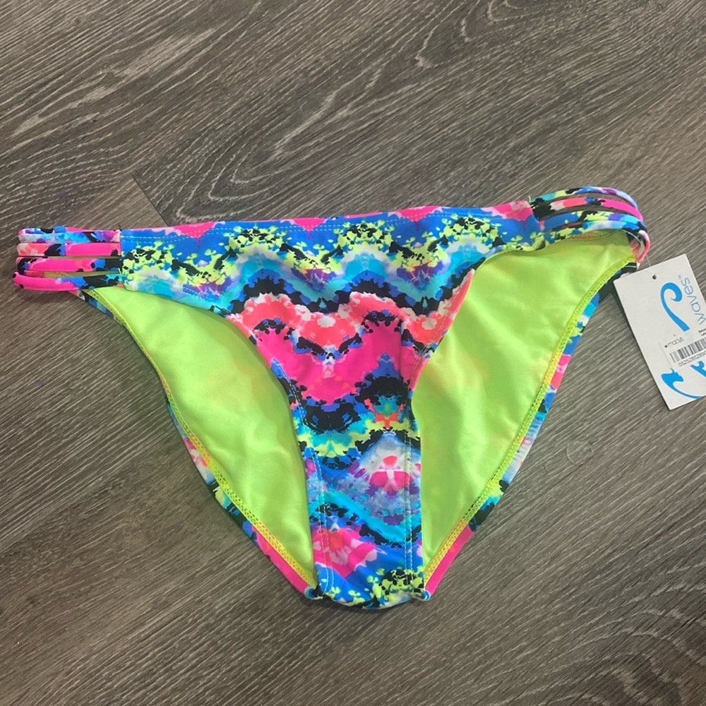 California Waves Pink Multi Swimsuit Separates Bikini Bottoms 4/25 Large New